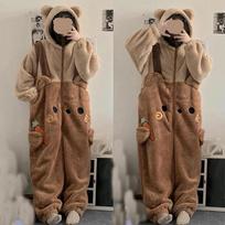 Flanelinis Anime Suaugusiems Gyvūno Pižama Pižamų Komplektas Moterims Vyrams Cosplay Helovinas Animacinis Pižama Suaugusiems Žieminė Meškos Pižama S beige