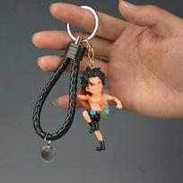 One Piece Figure Cartoon Keychain Roronoa Zoro Monkey D Luffy Cartoon Playthings Ornament Key Pouch Car Keyring Birth Date Gifts brown