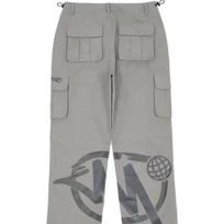 Retro American Hip Hop Wide Leg Pants with Pocket Print Casual Loose Workwear Trousers for Men Dance Scene Comfortable Fit S pilka
