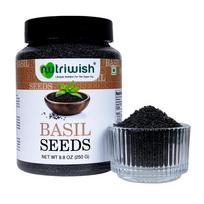 Nutriwish Natūralios Baziliko Sėklos 250 g | Grynos ir Šviežios | Saugios ir Naudingos Tulsi Sėklos | Valgymui | Be Priedų | Tinka Sveikiems Užkandžiams | black