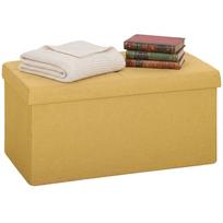 Laikymo pufas, sulankstomas laikymo suolas 84 L 76x38x38 cm Apmuštas sintetinio lino audiniu Geltonas 76 x 38 x 38 cm