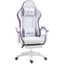 Gaming chair ergonomic gaming armchair with backrest reclining to 135 and lumbar support, 65 x 65 x 121-129 cm white 65 x 65 x 129 cm