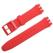 Atsparus vandeniui guminis apyrankė Swatch laikrodžiui su metaliniu sagtimi Silikoninė laikrodžio apyrankė 16/17/19/20mm Vyrams Moterims Pakeičiama apyrankė Dirželis 16mm raudona