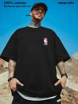 Black Oversized Basketball T-Shirt with NBA Print L blue