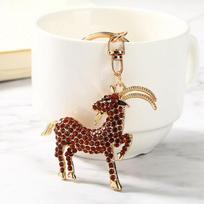 Cute Lifelike Goat Metal Keychain Sparkling Rhinestone Decor Stylish Bag Charm for Teen Girls Birthday Small Gift ruda