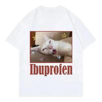 Ibuprofen Funny Cat Meme Graphic Printed T Shirts Women Clothing Fashion Cute Short Sleeve T-shirt Summer Casual Women T-shirts S gray