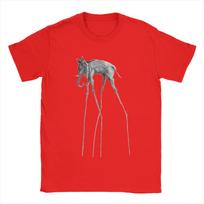 Funny Salvador Dali Elephant T-Shirts Men Crew Neck Pure Cotton T Shirts Surrealist Art Short Sleeve Tees 4XL 5XL 6XL Clothes S gray
