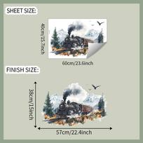 Meninis akvarelinis traukinukas Sienos lipdukai Pasakų saviklijuojantis sienos menas Miegamajam ir svetainei Namų dekoras 40x60cm įvairiaspalvis