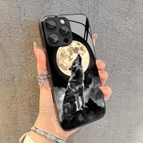 Šauni naktinio vilko rašto stiklinė telefono dėklas, skirtas iPhone 17 16 15 14 13 12 11 Pro Max 16E 17Air 7 8 15 Plus XR XS X dangtelis iPhone 14 Pro Max black