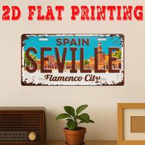 Spain Seville Flamenco City D Flat Printing License Plate Style Metal Tin Sign Spanish Cityscape Landmark Themed Decorative Al 15x30cm(5.9x7.8inch) blue