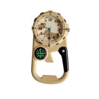 Camouflage Pocket Carabiner Watch with Compass, Bottle Opener, and Metal Buckle - Multi-Function Outdoor Mountaineering Gear. kamufliažas