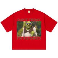 Cant Today Im Swamped T Shirt Funny Shrek Print Short Sleeve Tshirts Mens Fashion Oversized Cotton Tshirt Unisex Streetwear S brown