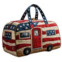 Patriotic Quilted Duffel Bag, Large Capacity Waterproof Handbag, Stain-Resistant Tote for Travel Fitness Work Outdoor S A