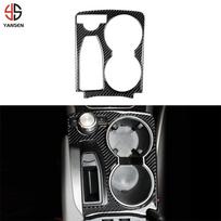 For Mercedes Benz GLK X204 2008-2015 Carbon Fiber Center Console Cup Holder Panel Trim Frame Stickers Car Interior Accessories 240*195mm gray