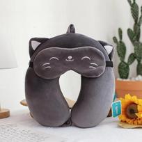 Animacinis kaklo pagalvė iš atminties putų U formos minkštas purus kelioninis pagalvė automobilio lėktuvo biuro pietų pertraukos patogus miego galvos atrama 28X30CM ruda