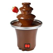 Three Layer Household Chocolate Fountain, Chocolate Melt Fondue, Chocolate Lava Machine for Melting Chocolate,, Chocolate Tower US 110V brown