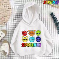 Horror Game Sprunki Hoodie Kids Incredibox Clothes Teenager Boys Hooded Sweatshirts Children's Soft Clothing Girls Cartoon Coats 110 gray