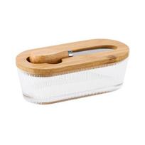 Glass Butter Box Large Capacity Butter Dish with Lid Spatula Easy to Clean Butter Container B beige