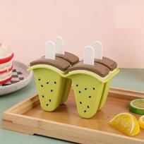4pcs Ice Cream Mold Set, Watermelon Popsicle Maker with Cover, BPA-Free Silicone, Easy Use DIY Frozen Treat Tool for Kitchen yellow