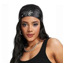 1Pc Faux Leather Black Bandana Hat Punk Pirate Hat For Parties, Bars, Music Festivals, Biker Party Headwear, Head Wrap, Cycling Hat Black 1 brown
