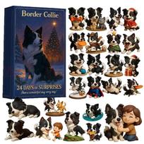 Christmas Calendar 2025 2D Acrylic Advent Dog Figurines 24-Day Animal Calendar Christmas Decorations for Kids Adults Home Decor L raudona