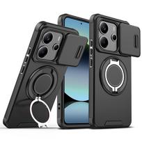 Skirta Realme 14T dėklas Realme 14 5G dangtelis Realme 14T 14 5G magnetinis žiedas šarvuotas slankiojantis kameros objektyvo dėklas Magsafe belaidžio įkrovimo dangtelis realme 14 5G black