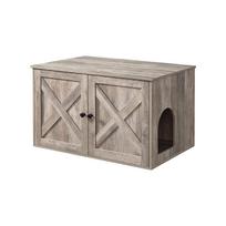 FEANDREA Greige PCL002G01 Cat Litter Tray Cabinet with Doors for Cat Litter Tray Cat House Easy Assembly