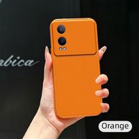 For OnePlus Nord CE4 Lite Case 1+Nord CE4 Lite Cover Leather Case Luxury Lens Protection Case Protect Matte leather Back Cover OnePlus Nord CE4 Lite orange