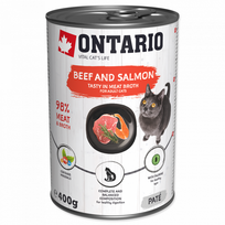 Ontario super premium konservai katėms su jautiena, lašiša ir saulėgrąžų aliejumi, 400 g