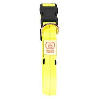 Šviečiantis ir šviesą atspindintis antkaklis šunims, SEECURITY, nailoninis, USB, geltonas, 50 cm