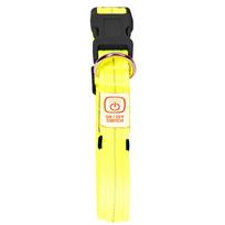 Šviečiantis ir šviesą atspindintis antkaklis šunims, SEECURITY, nailoninis, USB, geltonas, 70 cm