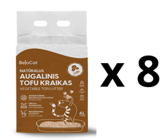 8 VNT. - Kraikas katėms TOFU BeloCat, kavos kvapo, 6 l (2,5 kg), 2 mm granulės