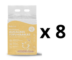 8 VNT. - Kraikas katėms TOFU BeloCat, melionų kvapo, 6 l (2,5 kg), 2 mm granulės