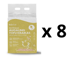 8 VNT. - Kraikas katėms TOFU BeloCat, pušies kvapo, 6 l (2,5 kg), 2 mm granulės