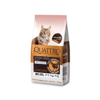 QUATTRO visavertis sausas pašaras suaugusioms sterilizuotoms katėms su vištiena, 7 kg