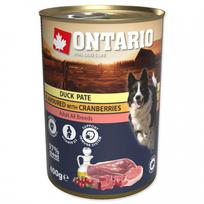 Ontario konservai šunims su antiena, paskaninta spanguolėmis, 400 g, Duck Pate with Cranberries