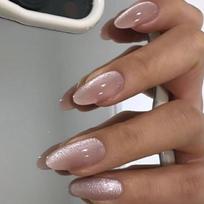 24pcs Press on Nail Almond Cats Eye Short Nail Stylish And Unique Artificial Nail For Trendy And Busy Individuals 1 gray