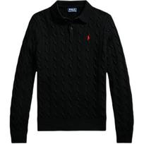 Polo Ralph Lauren SS25 Solid Color Cable Knit Polo Neck Long Sleeve Sweater Standard Fit Men sweater 710982144-002 M black