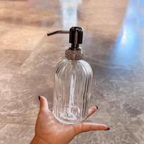 400ML pressed glass hand sanitizer separately bottled bath gel lotion bottle light luxury diamond inlaid large capacity bathroom gray