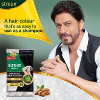 Streax Insta Shampoo Hair Colour for Men & Women, Natural Black, 25ml (Pack of 10) | Enriched with Almond Oil & Noni Extracts | Long-Lasting Instant yellow