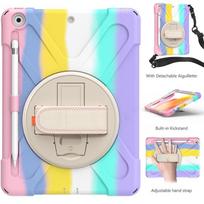Rainbow Colorful Symmetry Case for iPad 10.2 2019 2020  Hand Shoulder Strap Cover Pencil Holder Shockproof Stand Tablet Cover rožinė