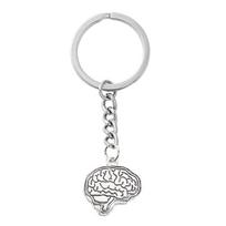 Brain Organ for Key Holder Neurologist Human Body Parts Pendant Keychain Jewelry white