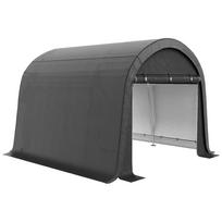 3x3m Foil-Lined Garden Shed with UV Protection, Water-Repellent, Steel, Pe, Grey, with Two Roller Doors 3M x 3M x 2.4M tamsiai pilka spalva