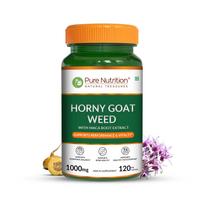 Pure Nutrition Horny Goat Weed with Maca Root Extract 1000mg | Horny Goat Weed for Men Capsule Supports Energy, Stamina, Bone & Hormonal Health
