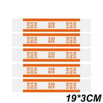 100Pcs Self-Sealing Money Straps Assorted Money Bands Bill Glued Duty-Kraft Floss Cash Currency Binding Tubes Fake Clinton Band Orange 100pcs orange