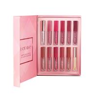 12-Color Lip Gloss Lipstick Set Liquid Matte Velvet Matte Women's Makeup Long-lasting Waterproof Non-stick Cup Non-fade pink