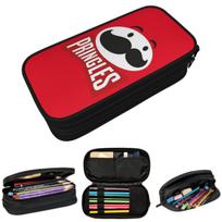 Potato Crisps Chips Pringles Print Pencil Case for Boy Girl School Pen Box Pencil Bag Stationery Supplies Pen Holder Bag 21x10.5x5cm black