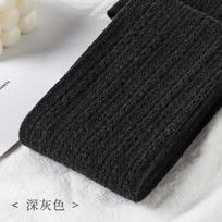 Women Autumn Winter Soft Cotton Retro Cable Knit Pantyhose Girl Light Compression Versatile Tight Thermal Fleece Lined Leggings One Size black