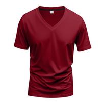 Mens V Neck Short Sleeve Quick Dry Breathable Casual Sports Loose T Shirt S raudona