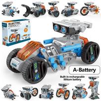12-in-1 STEM robotų konstravimo rinkinio žaislai „Pasidaryk pats“ inžinerinės konstrukcijos rinkinys Edukacinis mokslo eksperimentas Dovana vaikams ir paaugliams black
